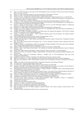 Measurement of Efficiency Level in Nigerian Seaport after Reform Policy ...