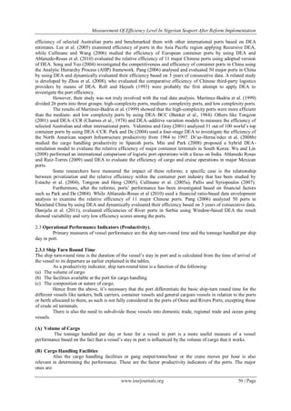 Measurement of Efficiency Level in Nigerian Seaport after Reform Policy ...