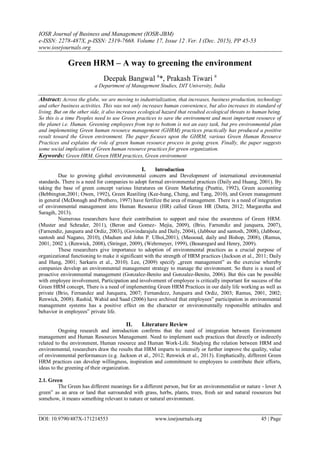 Green HRM – A way to greening the environment | PDF