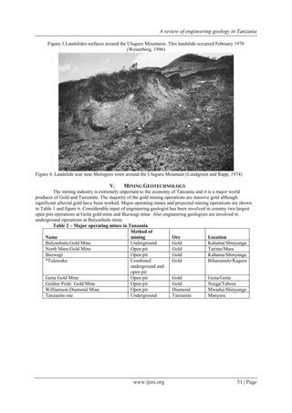 A Review of Engineering Geology in Tanzania | PDF