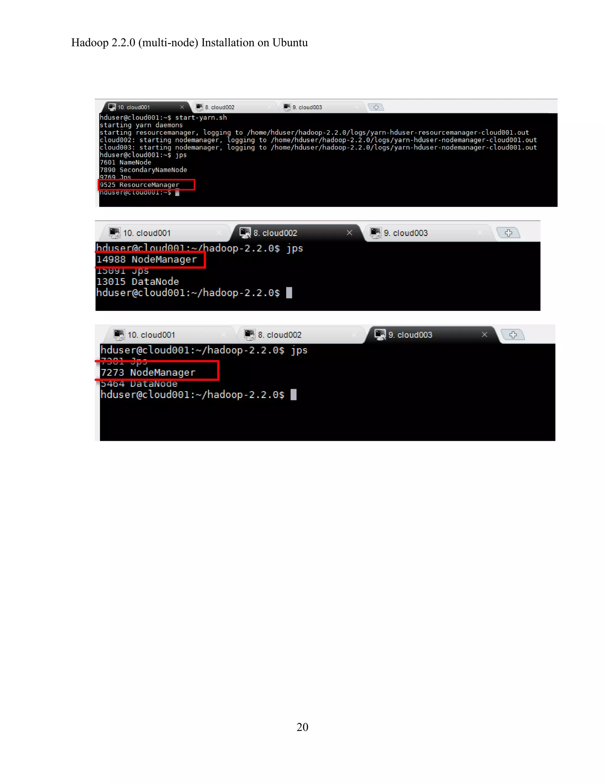 Hadoop 2.2.0 (multi-node) Installation on Ubuntu

20

 