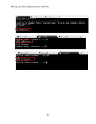 Hadoop 2.2.0 (multi-node) Installation on Ubuntu

20

 