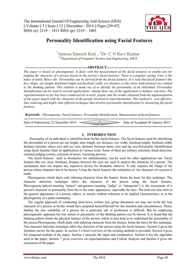 Personality Identification Using Facial Features Pdf Personality Identification Using Facial Features Pdf