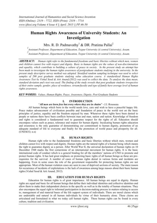 Human Rights Awareness of University Students: An Investigation | PDF