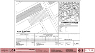 Alvarado Moron Monica
Romina Reategui Canecillas
TALLER DE
ARQUITECTURA
VIII Á n a l i s i s u r b a n o
L-39 T E M A :
DOCENTE:
A R Q . O m a r W i n c h o
A R Q . J a v i e r C a b a l l e r o
ALUMNOS
Leydi Soto Tiburcio
Iris Torres Gonzales
Deysi Liset Cordova Payano G-5
FACULTAD DE ARQUITECTURA
Ciclo 2023-2
 
