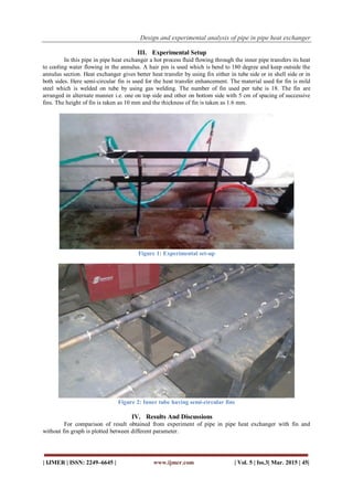 Design and experimental analysis of pipe in pipe heat exchanger | PDF