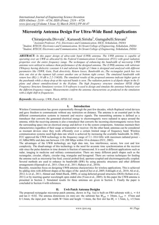 Microstrip Antenna Design For Ultra-Wide Band Applications | PDF