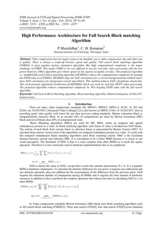High Performance Architecture for Full Search Block matching Algorithm ...