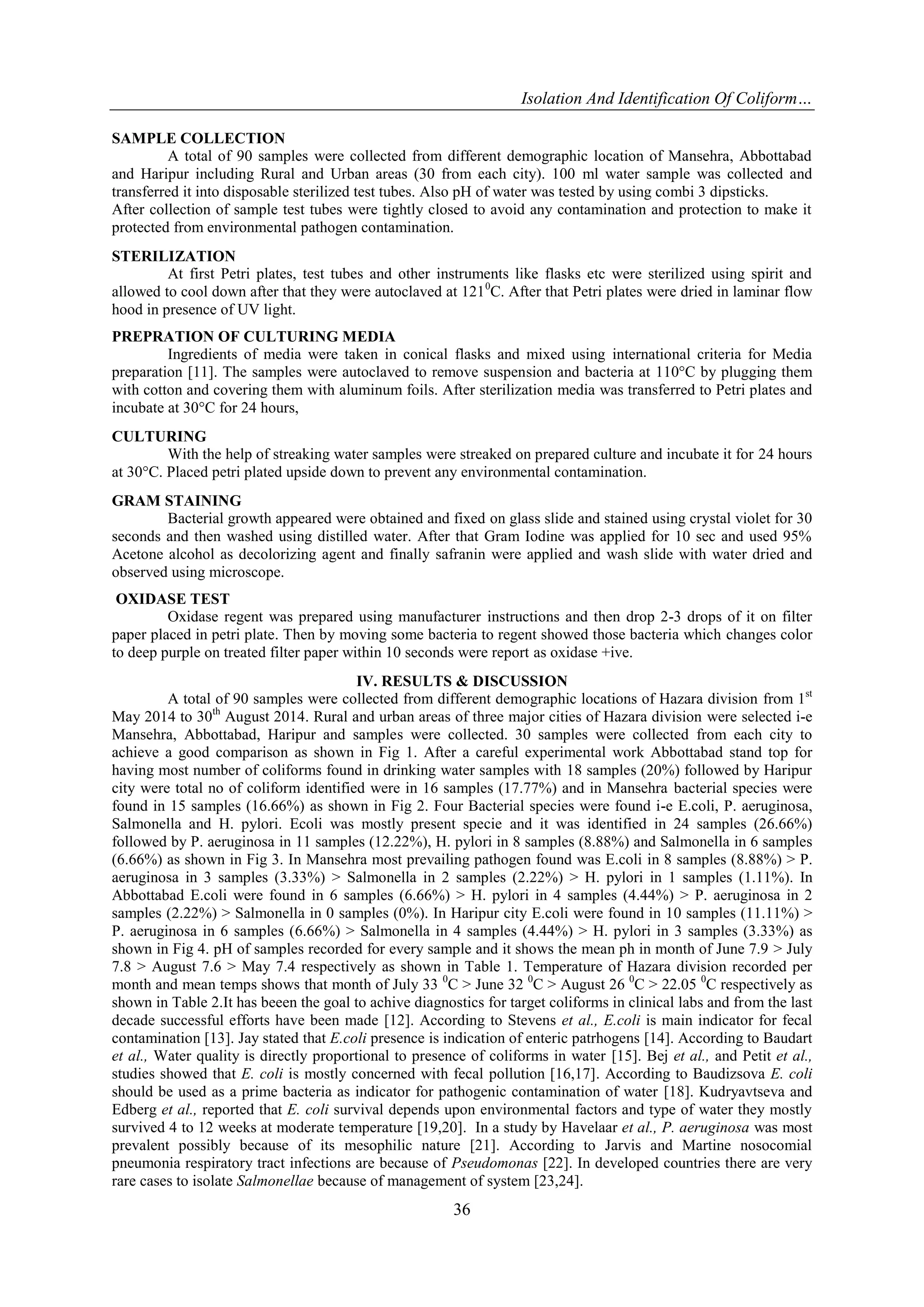 Isolation and Identification of Coliform Bacteria's from Drinking Water ...