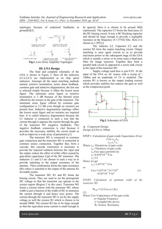 Design and Simulation of Low Noise Amplifiers at 180nm and 90nm ...