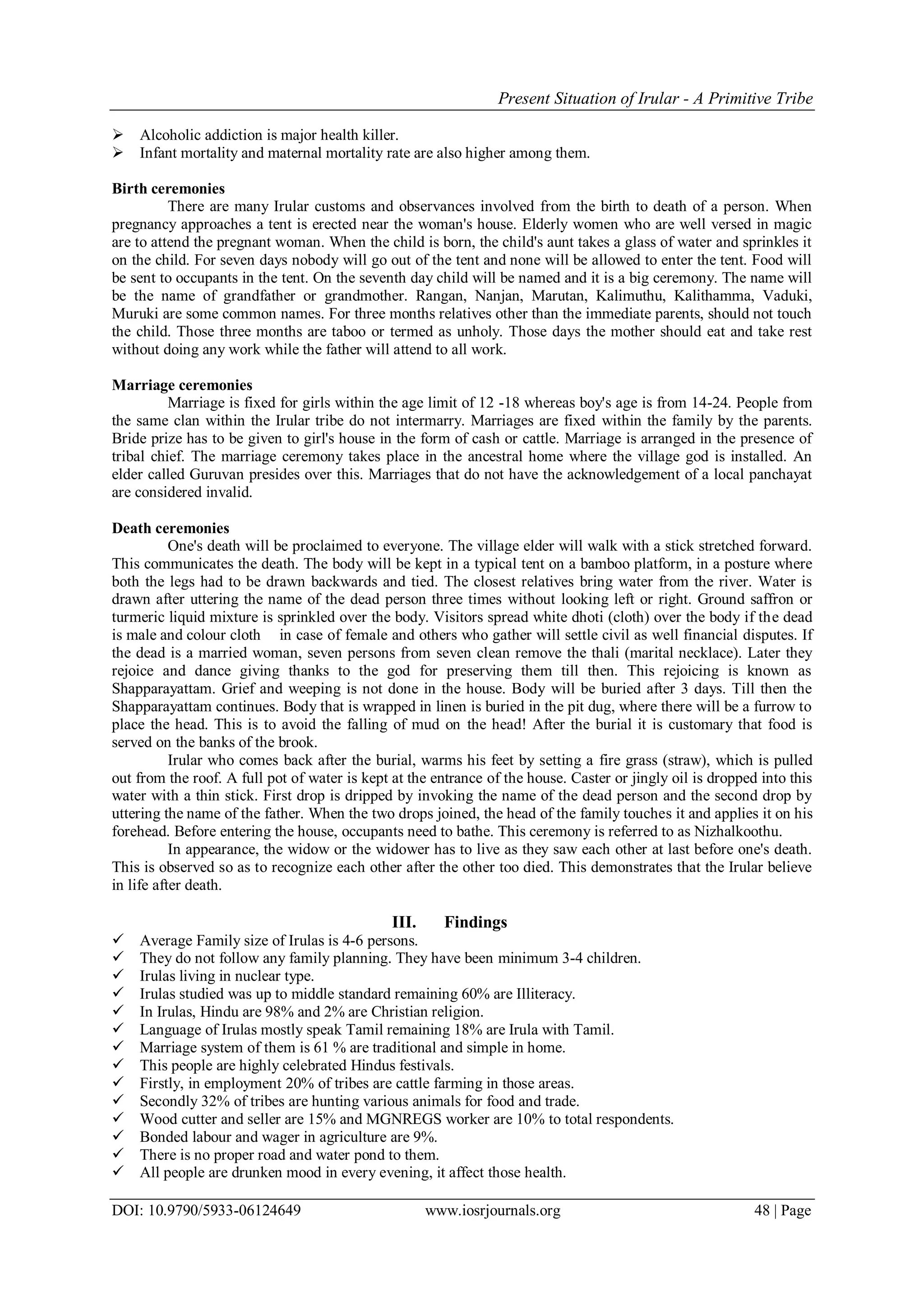 Present Situation of Irular - A Primitive Tribe | PDF