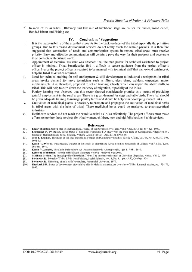 Present Situation of Irular - A Primitive Tribe | PDF