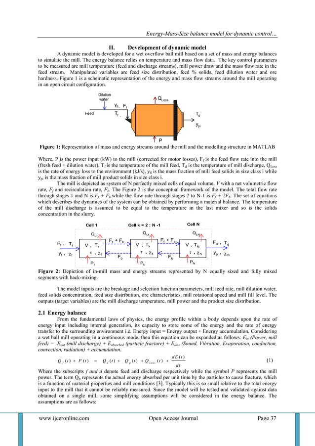 EnergyMassSize balance model for dynamic control of a wet open