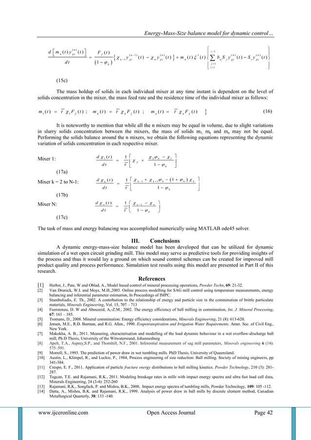 EnergyMassSize balance model for dynamic control of a wet open
