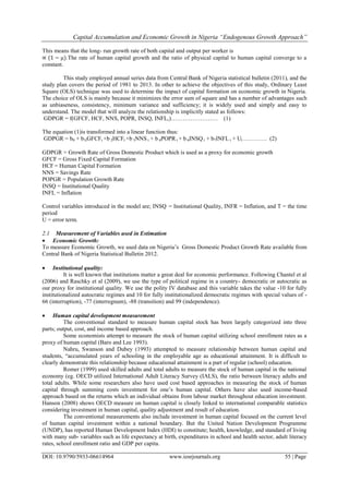 Capital Accumulation and Economic Growth in Nigeria “Endogenous Growth ...