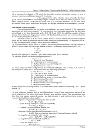 Impact of Distributed Generation on Reliability of Distribution System ...