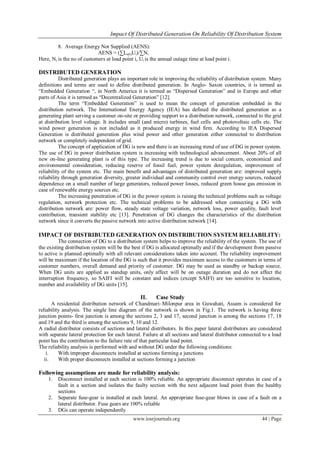 Impact of Distributed Generation on Reliability of Distribution System ...