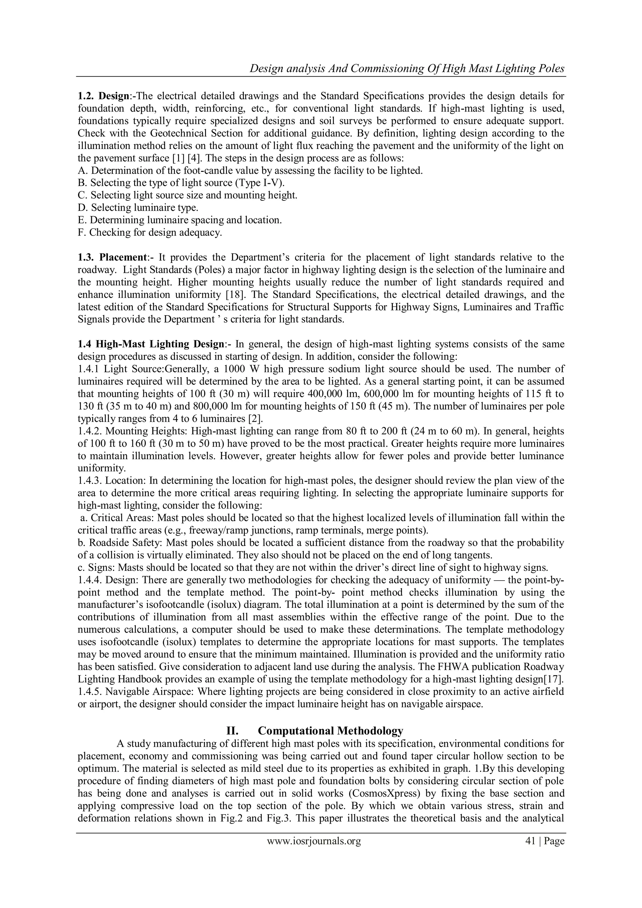 Design analysis and Commissioning Of High Mast Lighting Poles | PDF