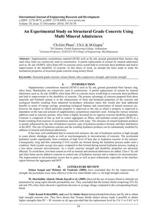 An Experimental Study on Structural Grade Concrete Using Multi Mineral ...