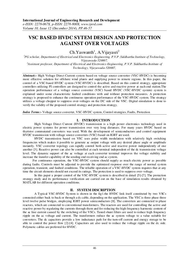 VSC BASED HVDC SYTEM DESIGN AND PROTECTION AGAINST OVER VOLTAGES