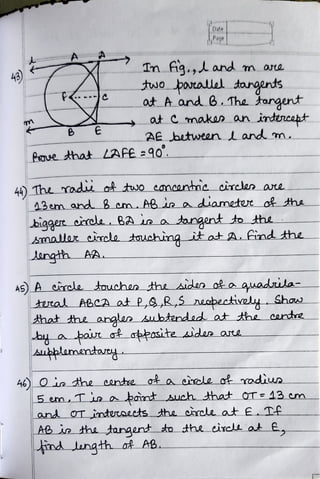 CBSE Grade 10 Mathematics Ch 10 Circles Worksheet (RDS) | PDF