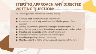 Directed Writing Pattern G10 FLE-Extended Response to Reading and Directed Writing- Text Types ...