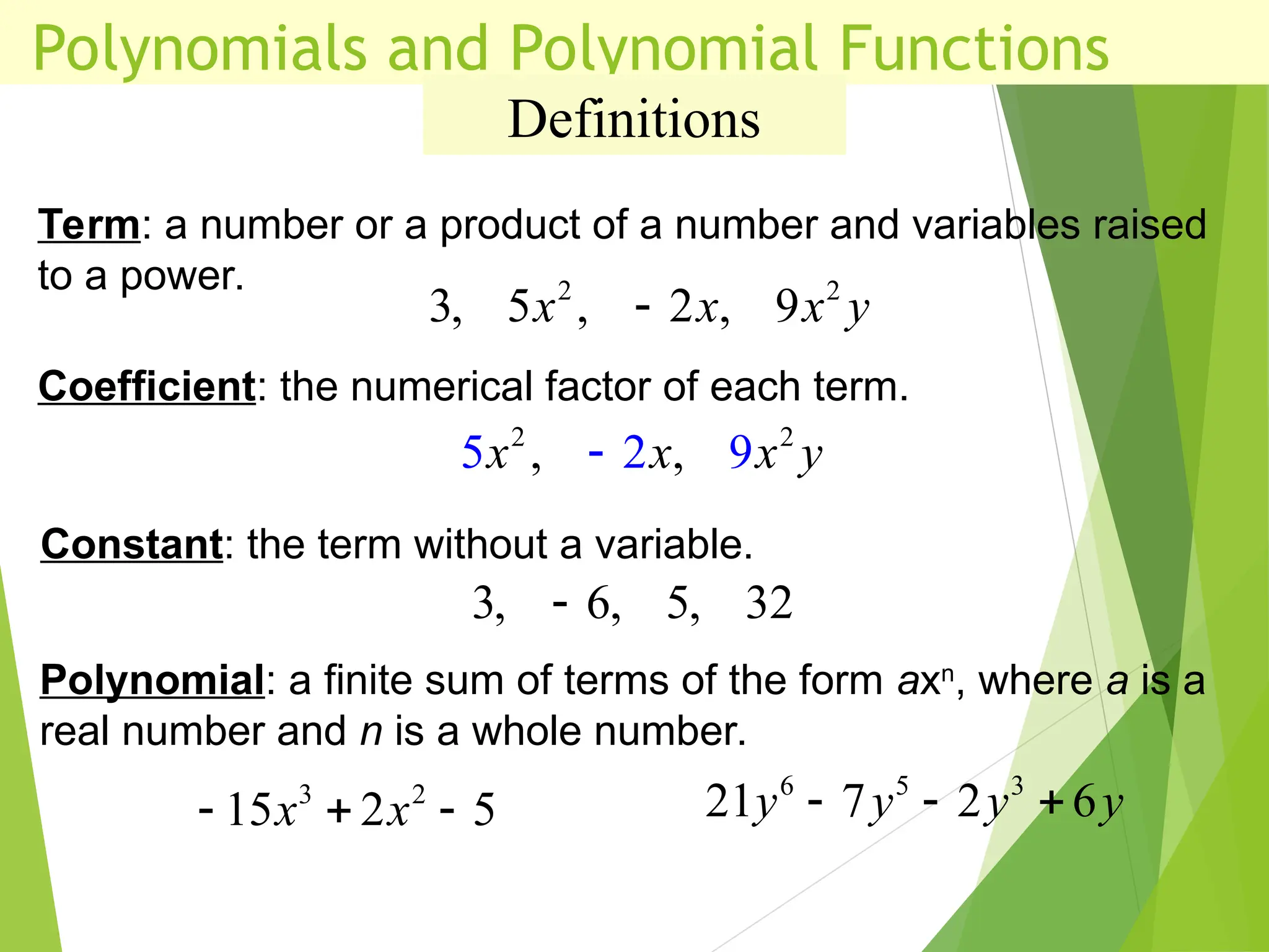 G10 Math Q2 Week 1 Polynomial Functions Ppt G10 Math Q2 Week 1 Polynomial Functions Ppt