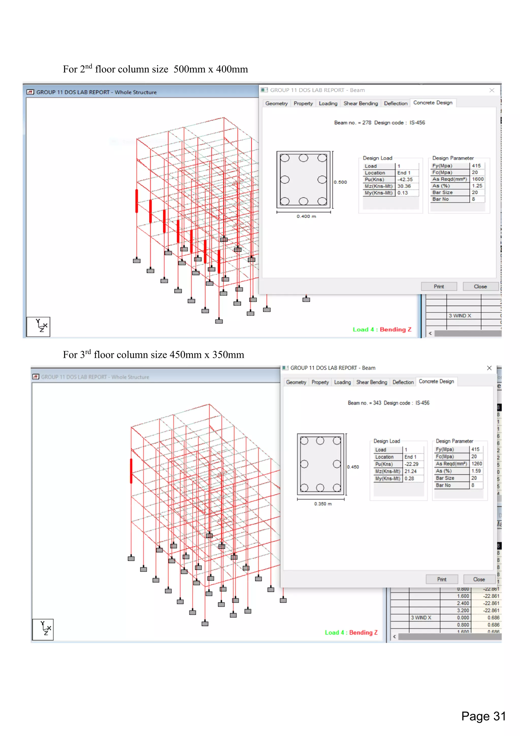 For 2nd
floor column size 500mm x 400mm
For 3rd
floor column size 450mm x 350mm
Page 31
 