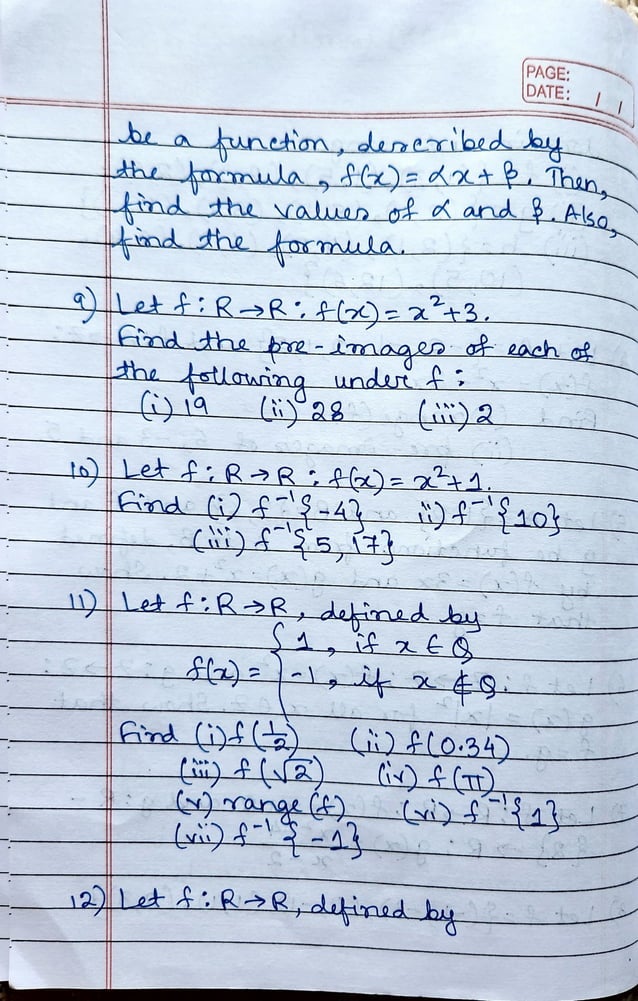 CBSE Grade 11 Mathematics Ch 3 Functions Worksheet (RSA) | PDF image.