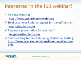Introduction to Globalization Testing with Acclaro | PPT