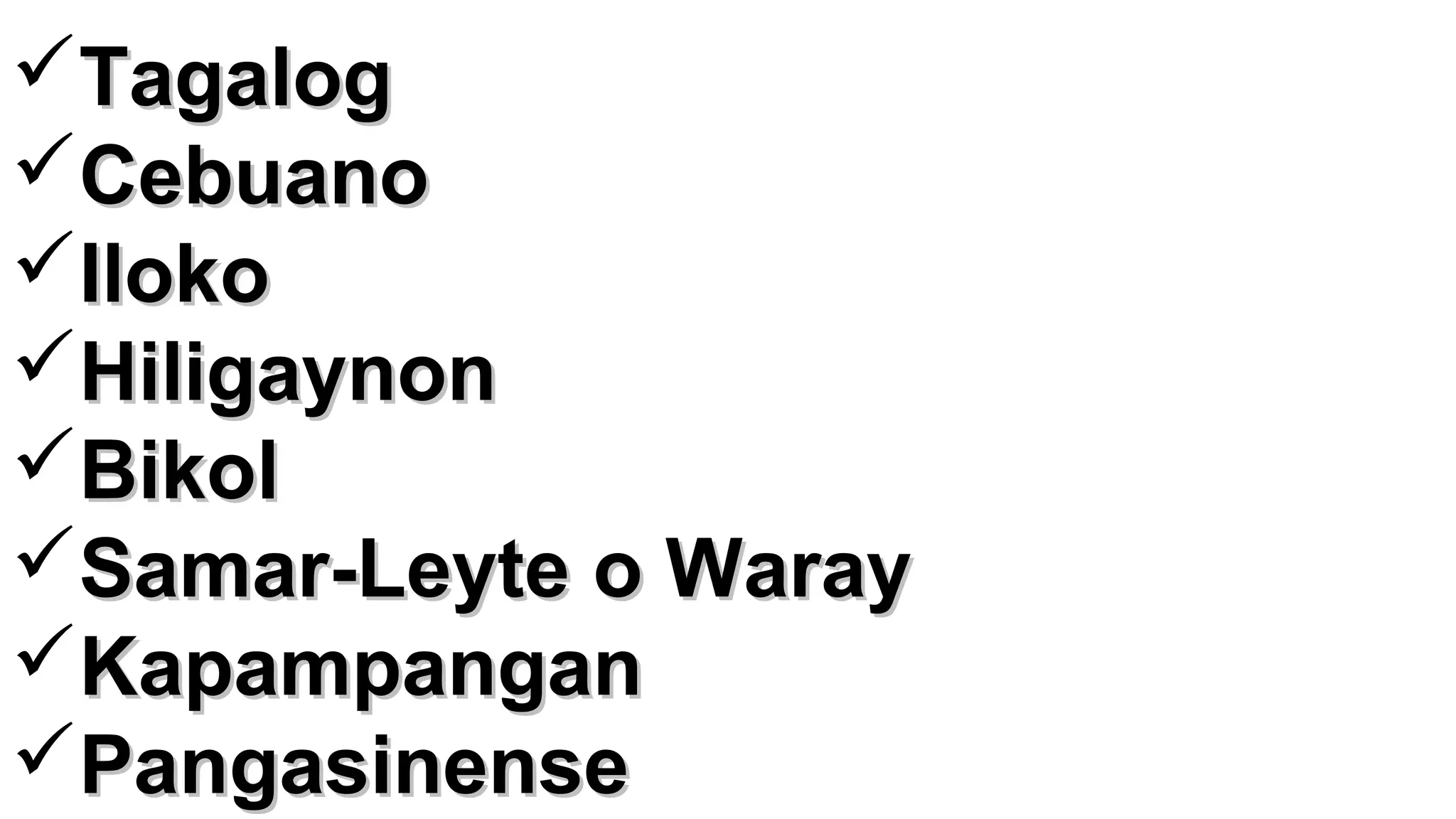 Wikang Pambansa, Wikang Opisyal at Wikang Panturo | PPT