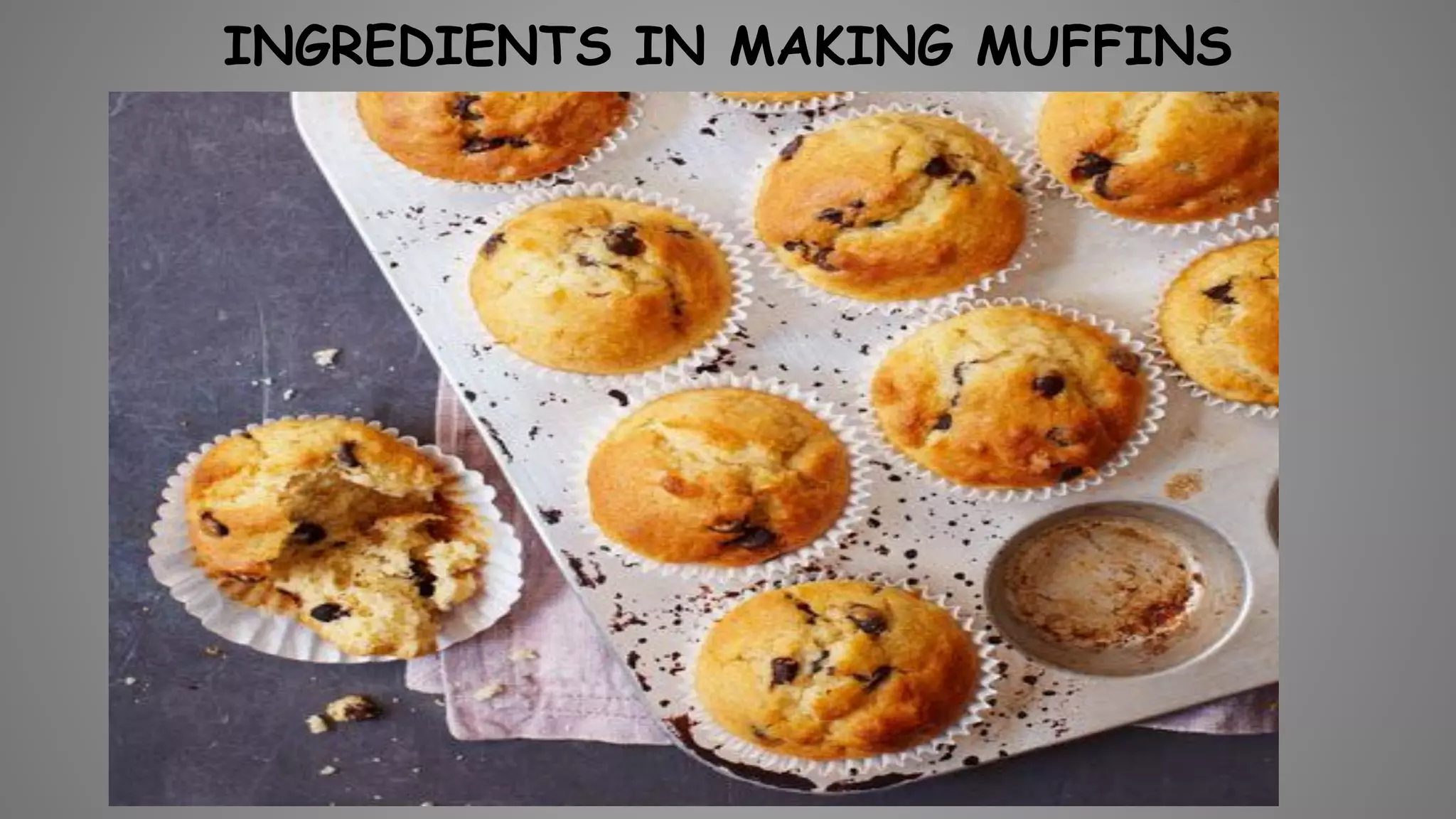 INGREDIENTS IN MAKING MUFFINS
 