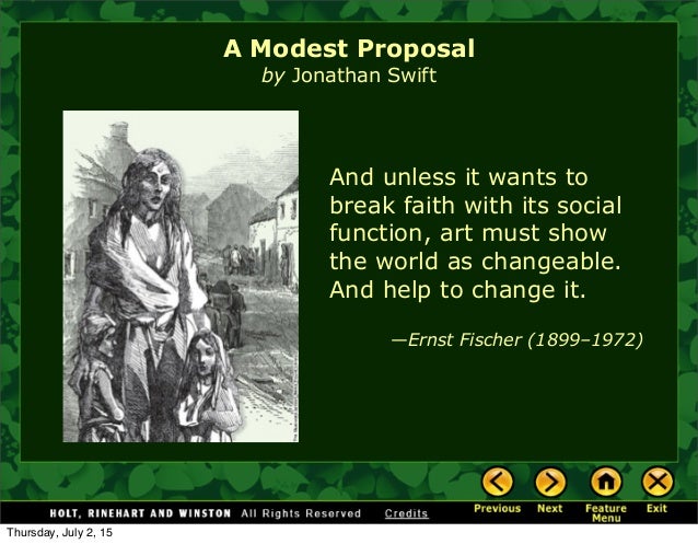 Jonathan Swifts Use Of Irony In A Modest Proposal O