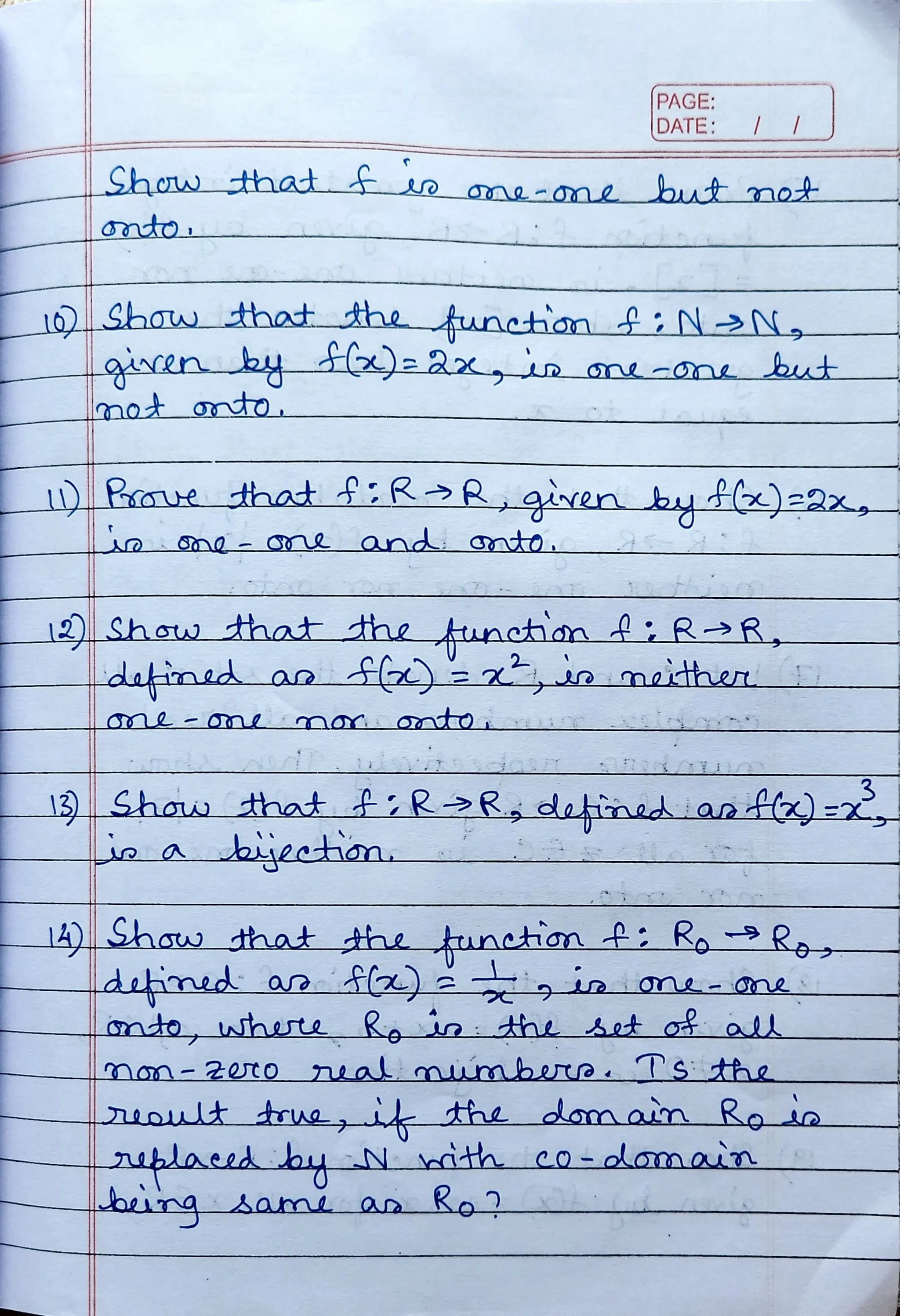 CBSE Grade 12 Mathematics Ch 2 Functions Worksheet (RDS)