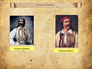 Οι αγώνες του Καραϊσκάκη
Γεώργιος Δράκος
Λάμπρος Βέικος
 