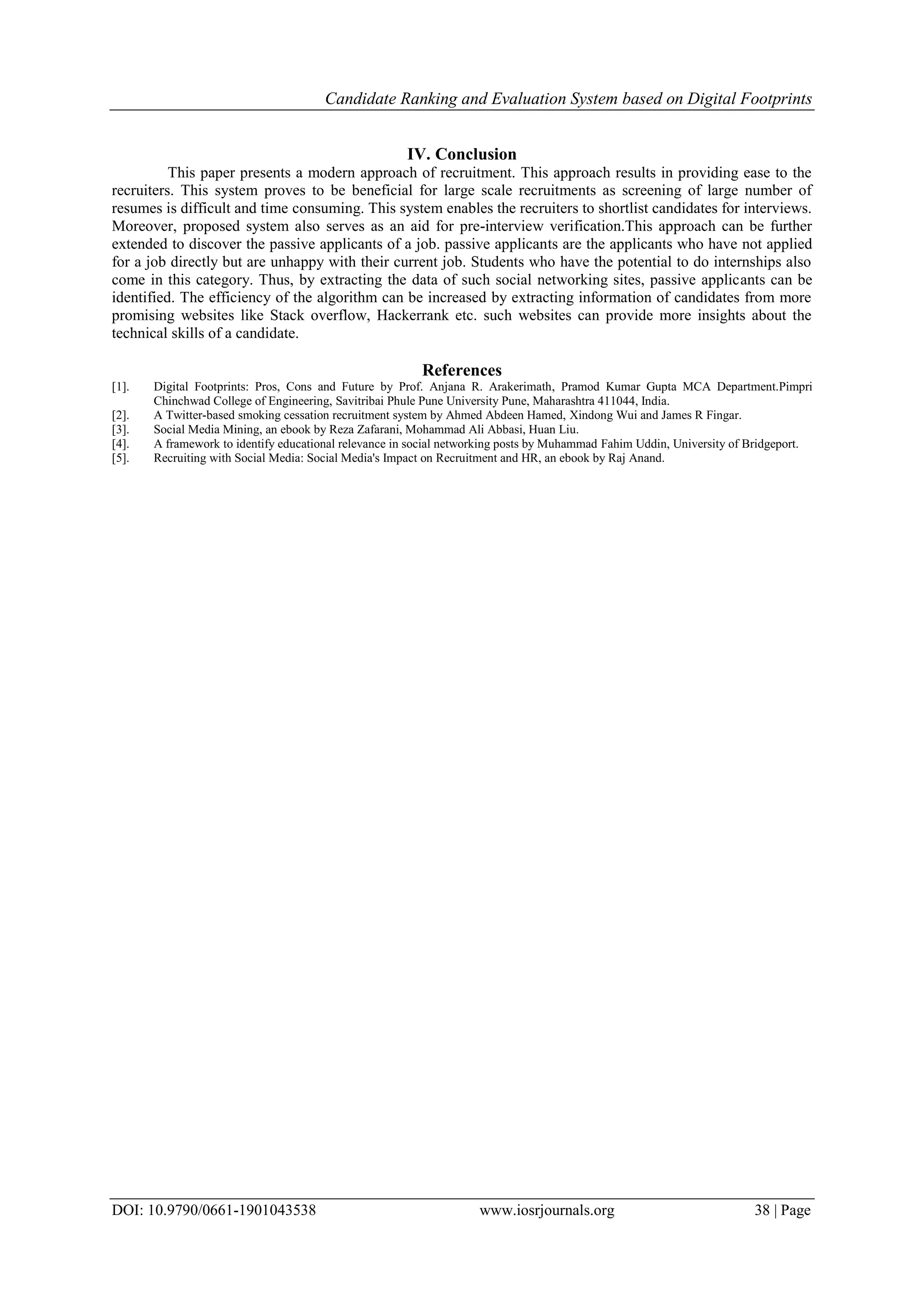Candidate Ranking and Evaluation System based on Digital Footprints ...
