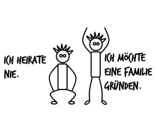 Ich heirate
nie.
iCh möchte
eine Familie
gründen.
 