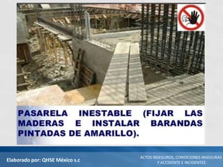 Elaborado por: QHSE México s.c
ACTOS INSEGUROS, CONDICIONES INSEGURAS
Y ACCIDENTE E INCIDENTES
 