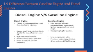 1.9 Difference Between Gasoline Engine And Diesel
Engines
 