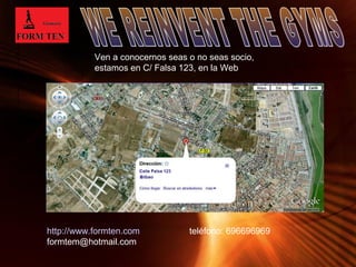 Page 16 
Ven a conocernos seas o no seas socio, 
estamos en C/ Falsa 123, en la Web 
http://www.formten.com teléfono: 696696969 
formtem@hotmail.com 
