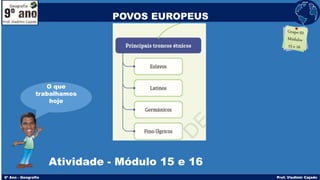 POVOS EUROPEUS
Atividade - Módulo 15 e 16
O que
trabalhamos
hoje
 