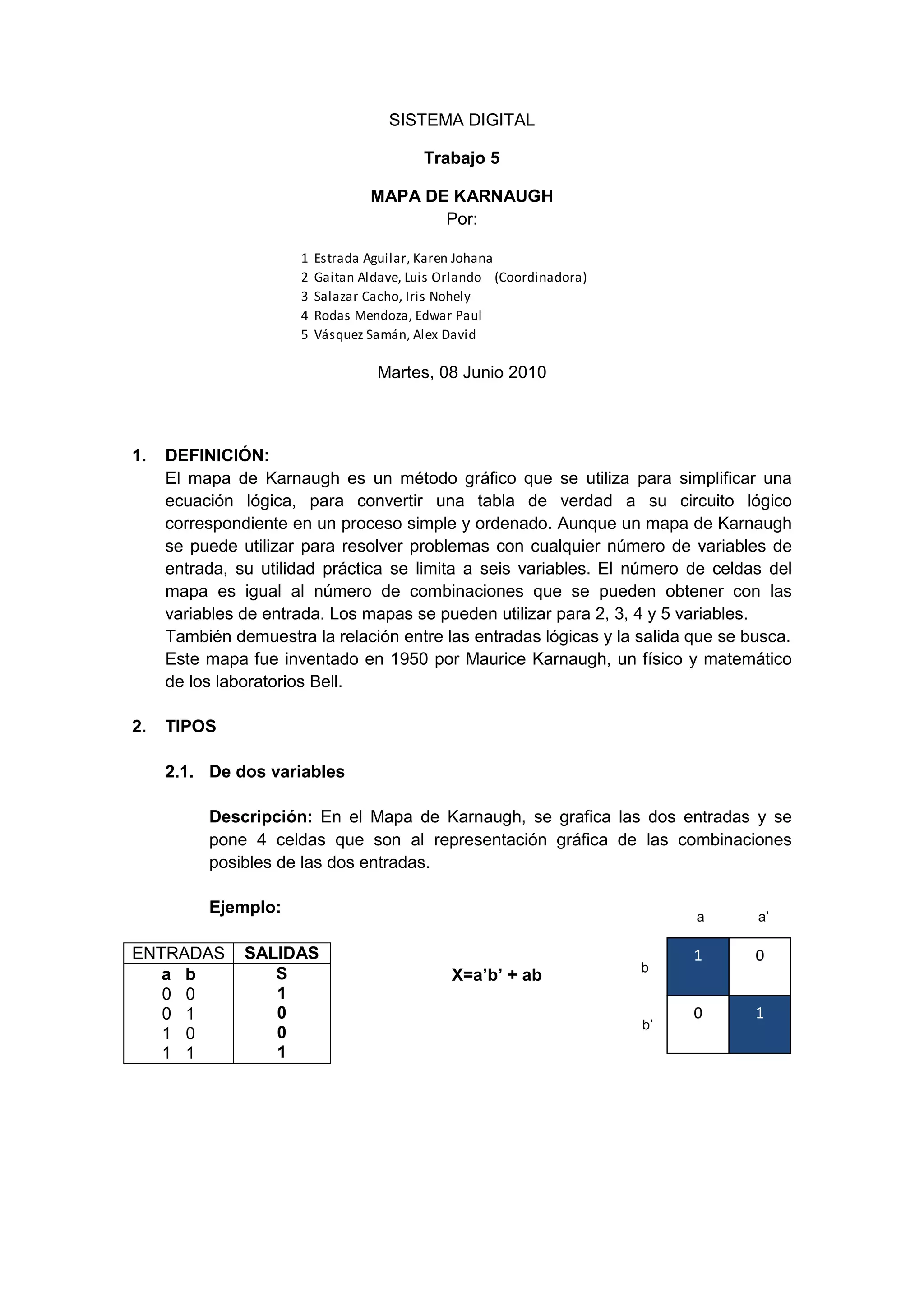 Mapas de Karnaugh | DOCX
