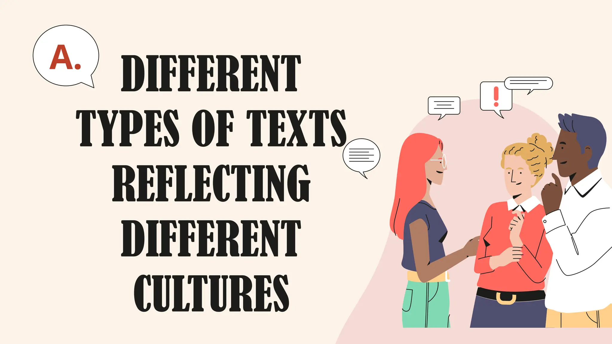 DIFFERENT
TYPES OF TEXTS
REFLECTING
DIFFERENT
CULTURES
A.
 