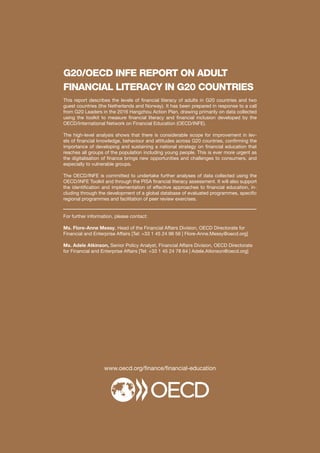 G20/OECD INFE report on adult financial literacy in G20 countries | PDF