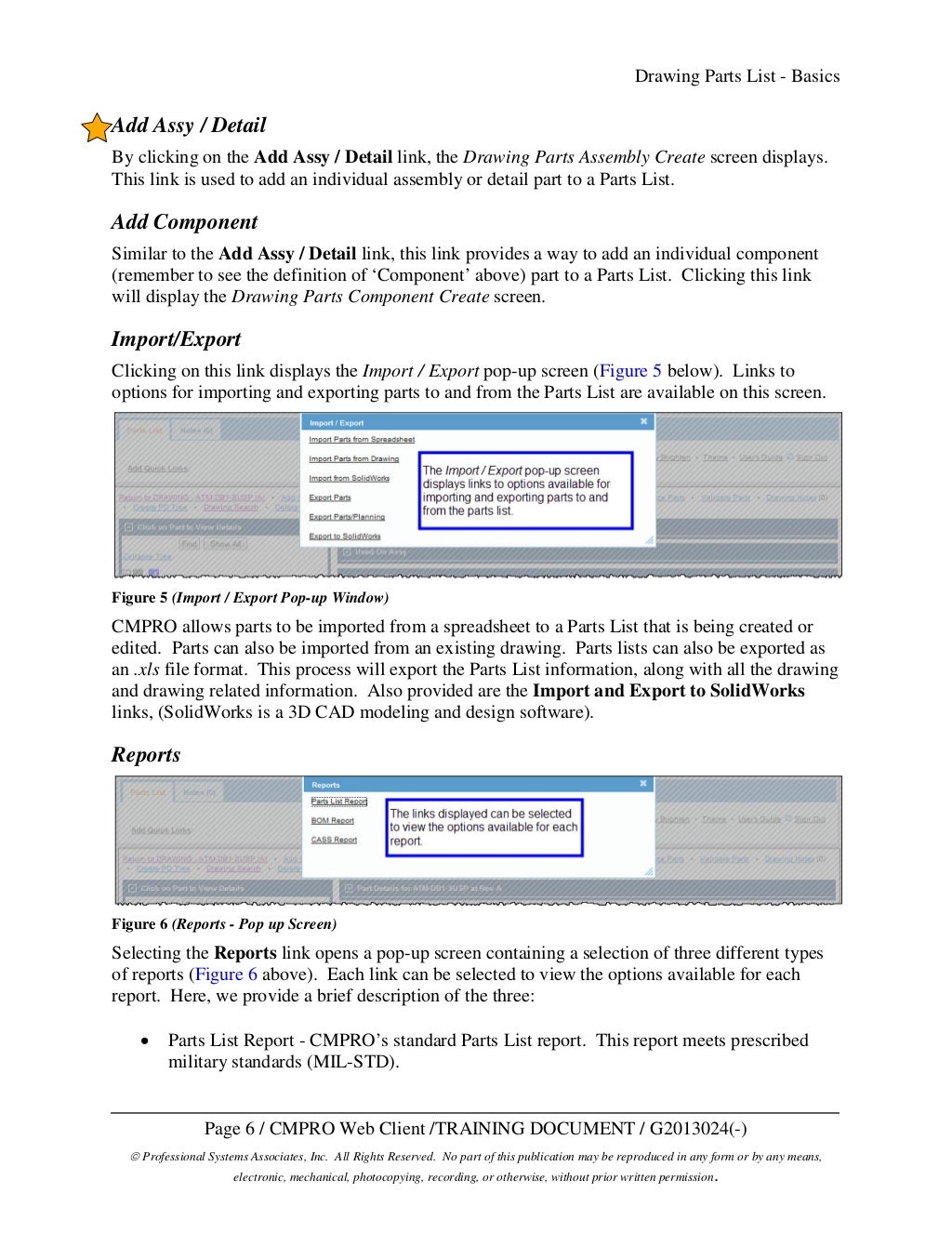 CMPRO Process Guide Drawing Parts List Basics