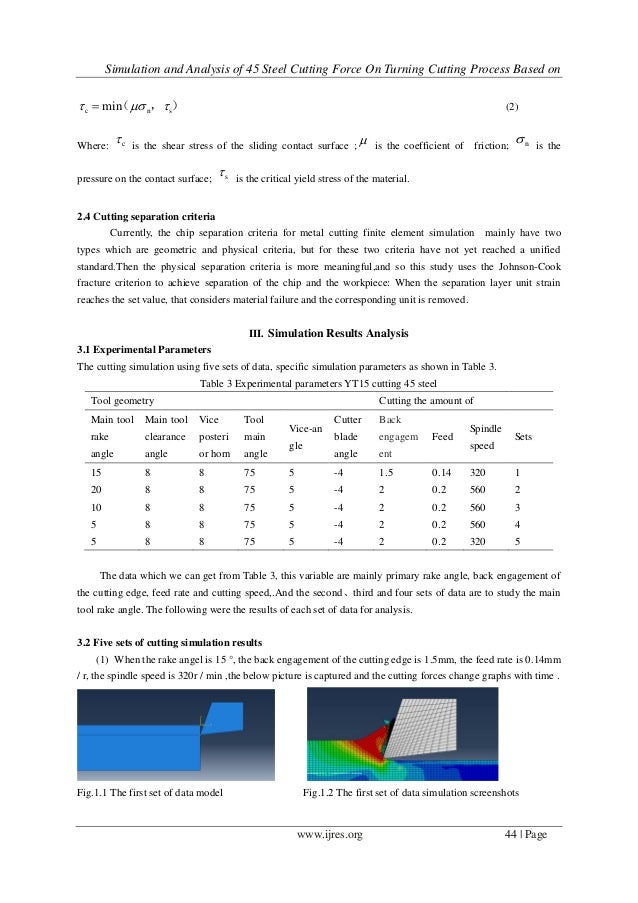 Simulation and Analysis of 45 Steel Cutting Force On Turning Cutting