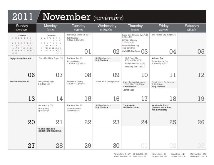 YCS Calendar 20112012