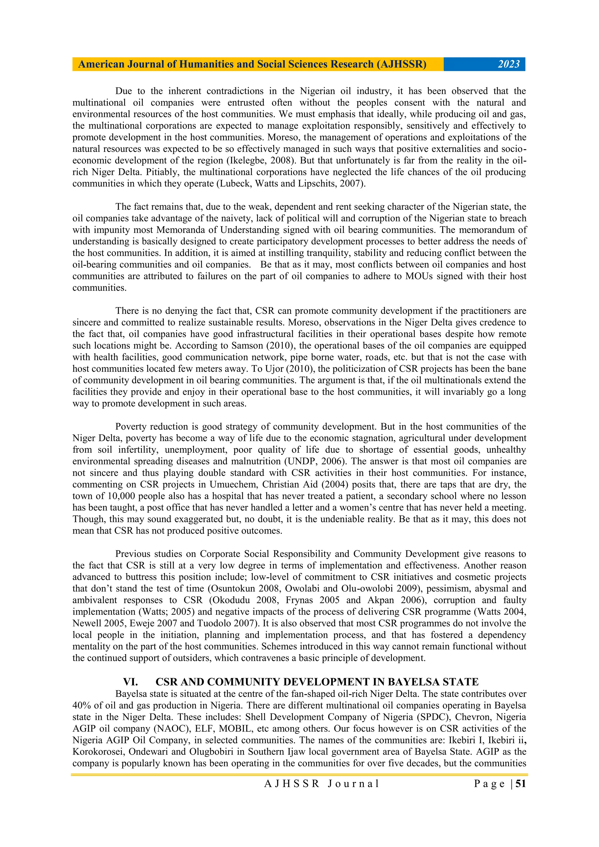 CORPORATE SOCIAL RESPONSIBILITY AND COMMUNITY DEVELOPMENT IN THE NIGER ...