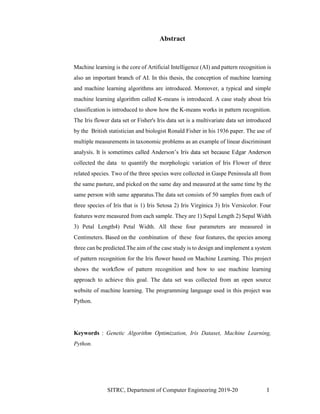 Genetic Algorithm for optimization on IRIS Dataset REPORT pdf | PDF ...