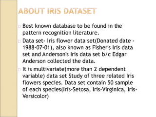 Genetic Algorithm for optimization on IRIS Dataset presentation ppt ...